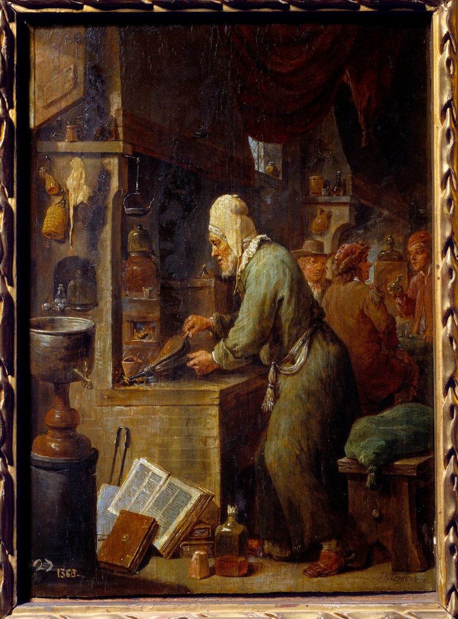 Az alkímista. David Teniers festménye II. A fiatalok (1610-1690) Ec. Nagyzolás alkotó: David Teniers the Younger