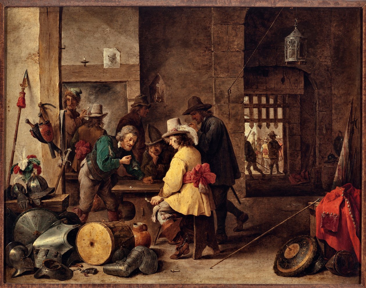 Az őrház, katonák játszanak és fogadnak David Teniers, a fiatal festménye (1610-1690) alkotó: David Teniers the Younger