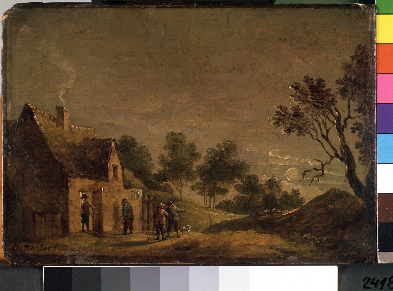 Éjszaka egy kocsma. David Teniers ifjabb (1610-1690) festménye. Olaj, fa alkotó: David Teniers the Younger