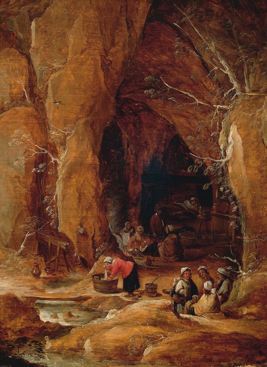 Csavargók és mosók a barlangban, II. David Teniers (1610-1690) alkotó: David Teniers the Younger
