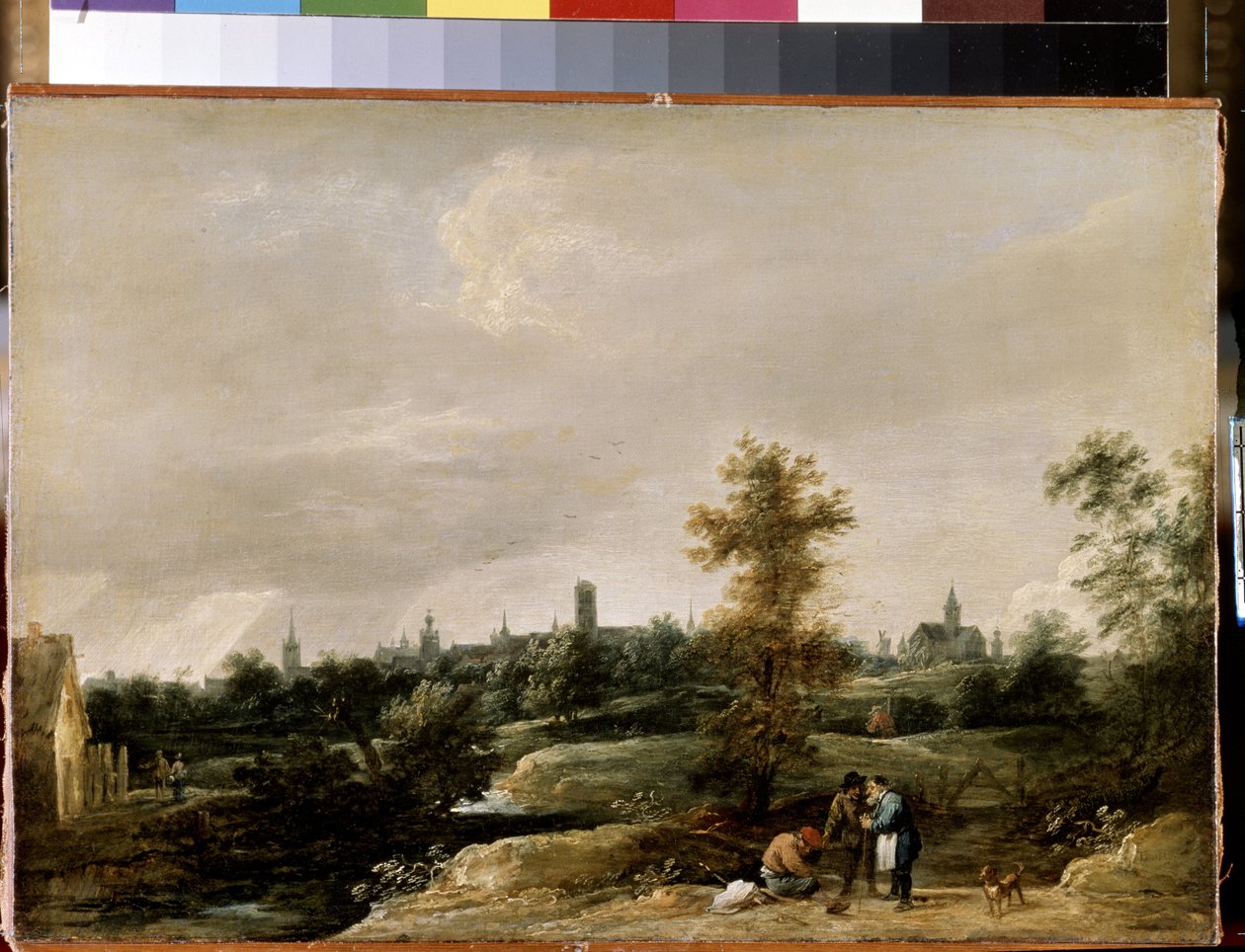 Kilátás Brüsszel közelében. David Teniers ifjabb (1610-1690) festménye. Olaj, fa, 26,7 x 38 cm. Flamand művészet, barokk művészet. Ermitázs Múzeum, Szentpétervár. alkotó: David Teniers the Younger