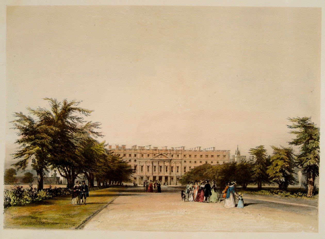 East Front és a Great Fountain Garden, Hampton Court (akvarell papíron) alkotó: David the younger Cox