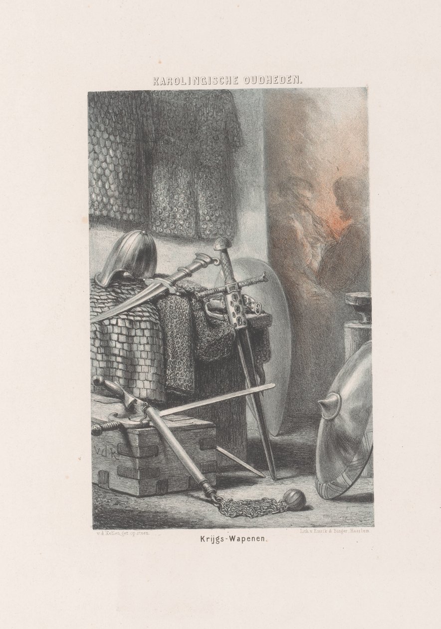 Karoling fegyverek Karoling régiségek; Harcfegyverek (cím a tárgyon) alkotó: David van der Kellen