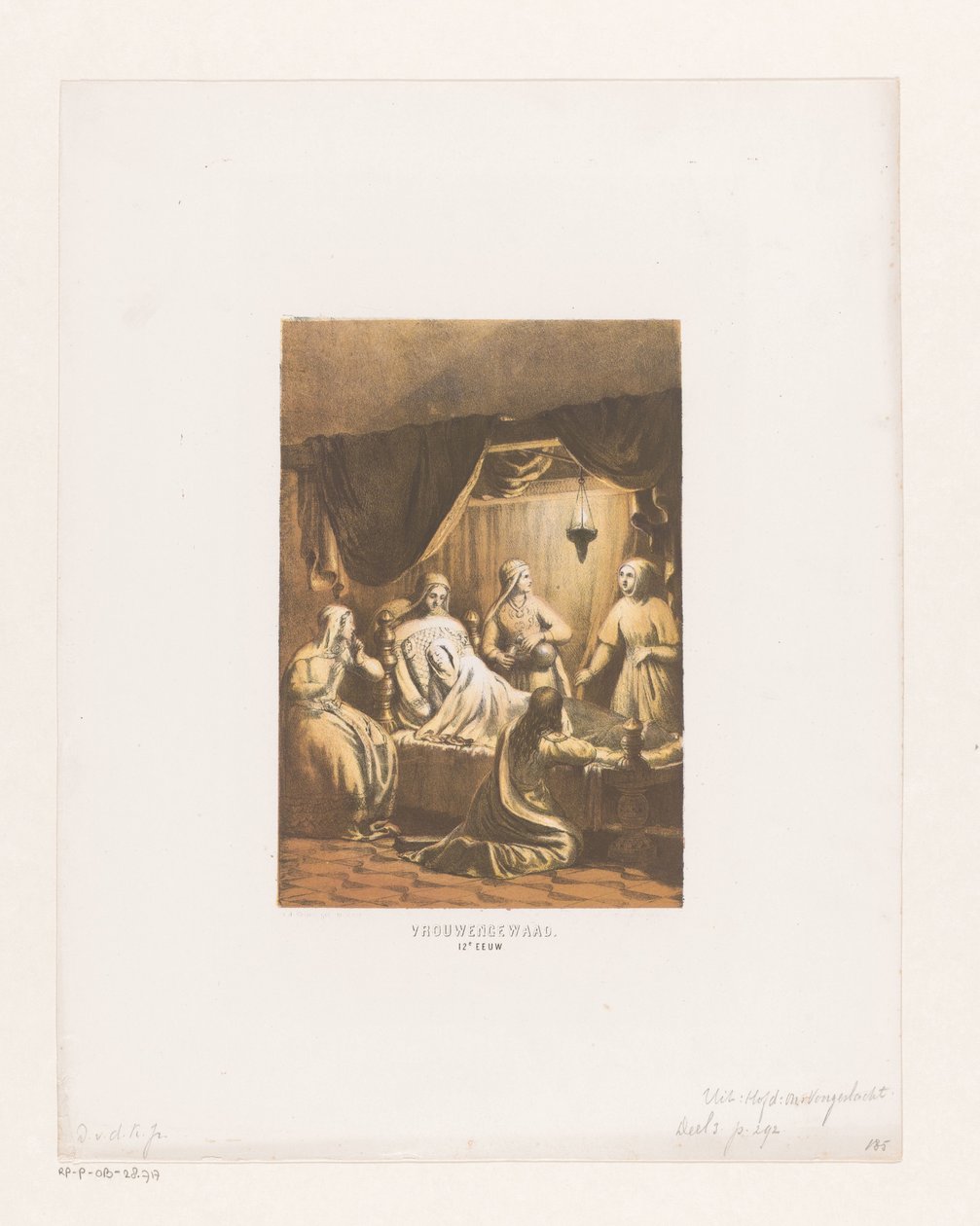 Összecsukható öltöny, 12. század női köntösök. 12. század (cím a tárgyon) alkotó: David van der Kellen