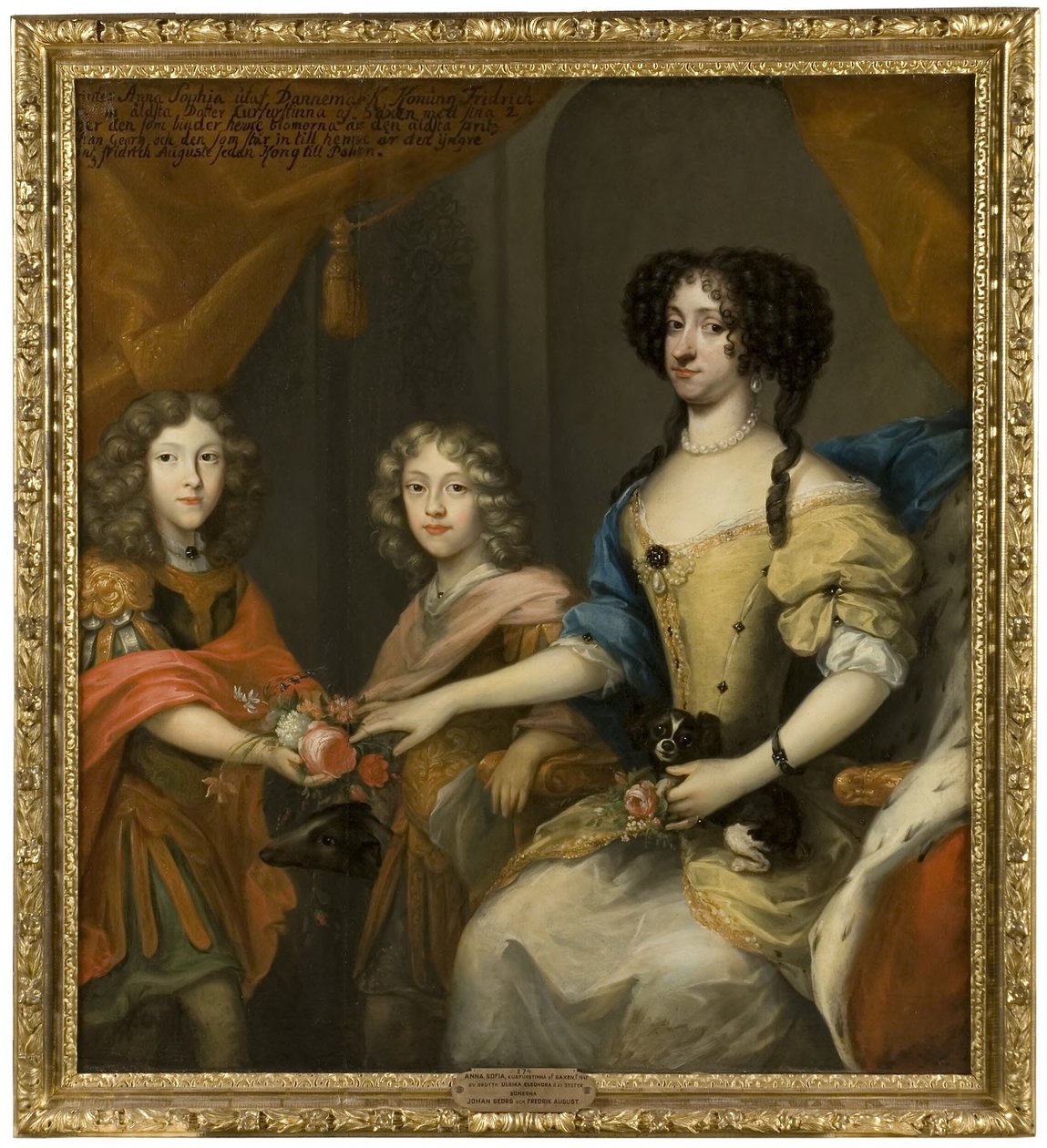 Anna Sofia, 1647–1717, dán hercegnő, szász választóhercegnő, fiai: IV. Johann Georg, 1668–1697, szász választófejedelem, valamint I. Frigyes Ágost / II. Ágost, az Erős, 1670–1733, szász választófejedelem, lengyel király alkotó: David von Krafft