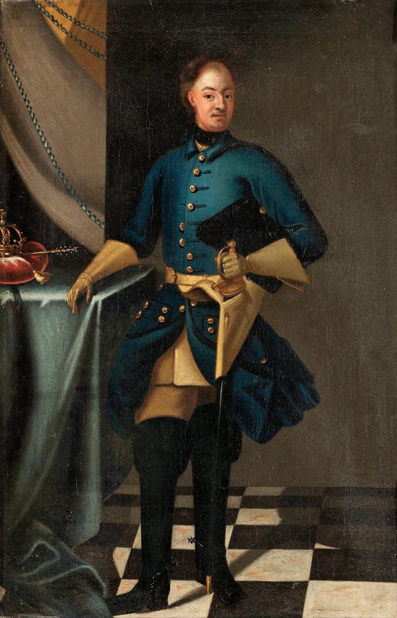 XII. Károly svéd király portréja (1682-1718) - David von Krafft (1655-1724) festménye, olaj, vászon, 1716 körül, 46,5x30,5 cm - XII. Károly svéd király portréja, Olaj, vászon, készítette David von Krafft - Magángyűjtemény alkotó: David von Krafft