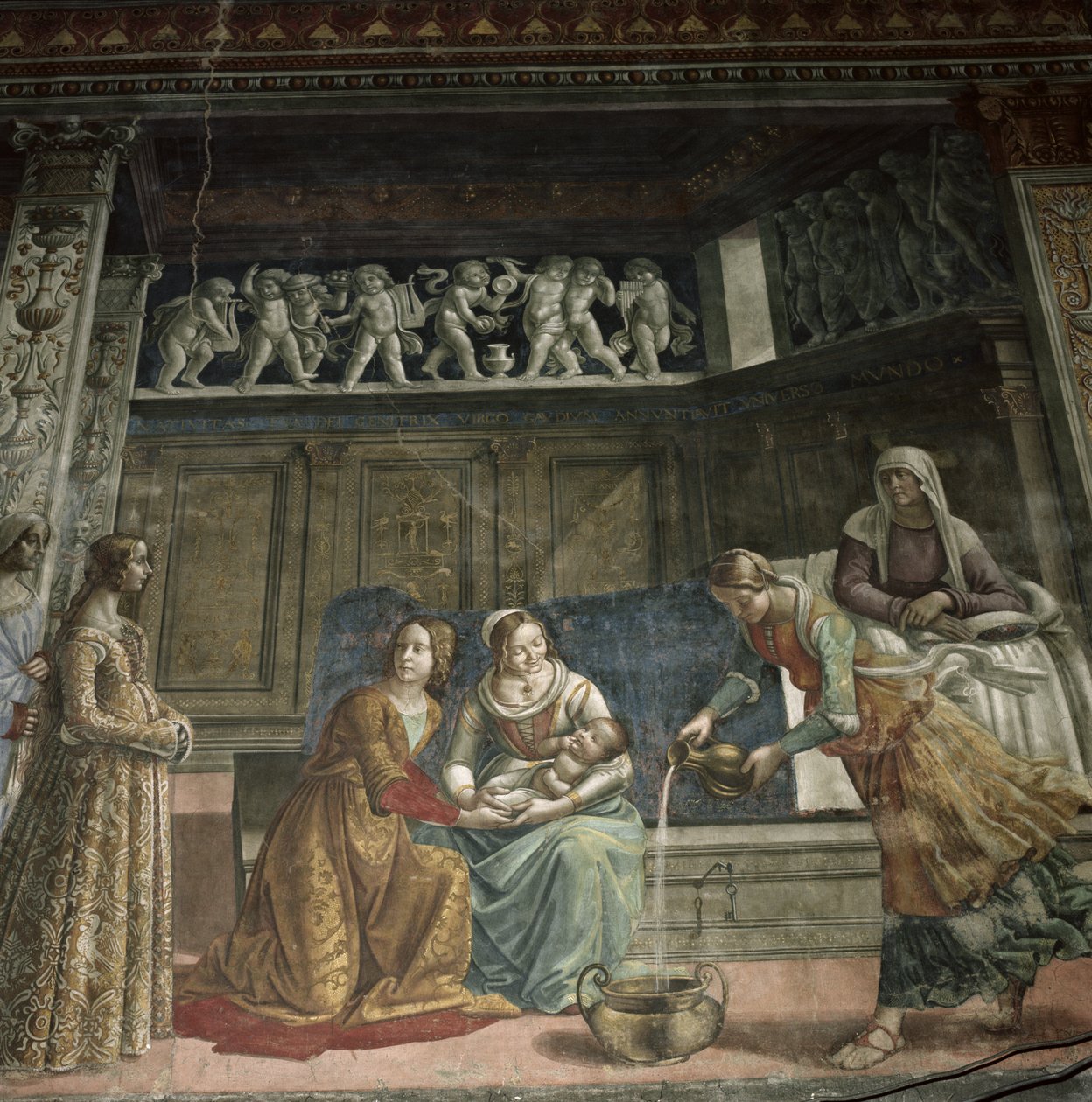 A Szűz születése, 1485-90 (részlet) alkotó: Domenico Ghirlandaio