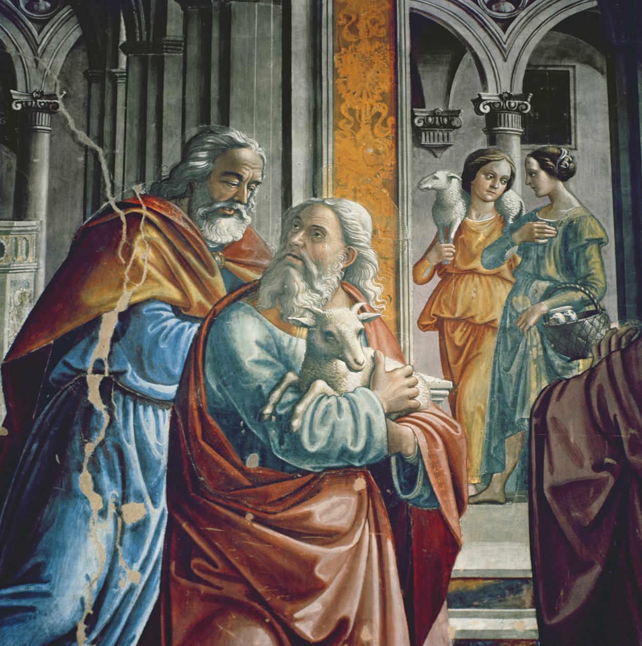 Joachim kiűzése a templomból, részlet, 1485-90 alkotó: Domenico Ghirlandaio