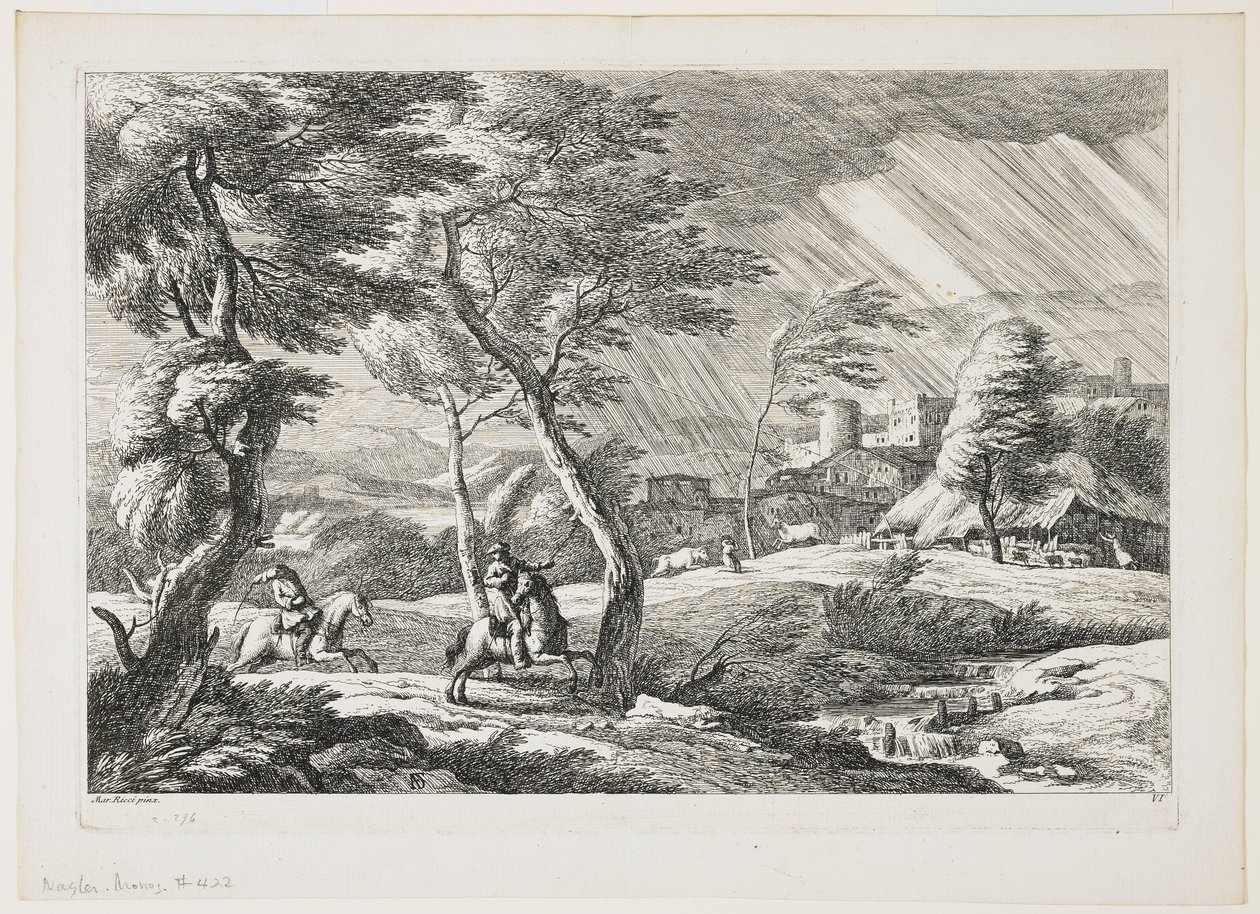 VII. tábla, tájképhalmazból, 1743 alkotó: Davide Antonio Fossati