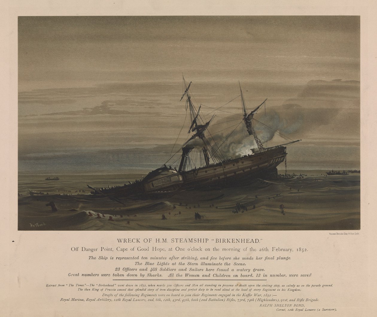 A "Birkenhead" gőzhajó hajótörése, 1852. február 26. alkotó: Day & Son