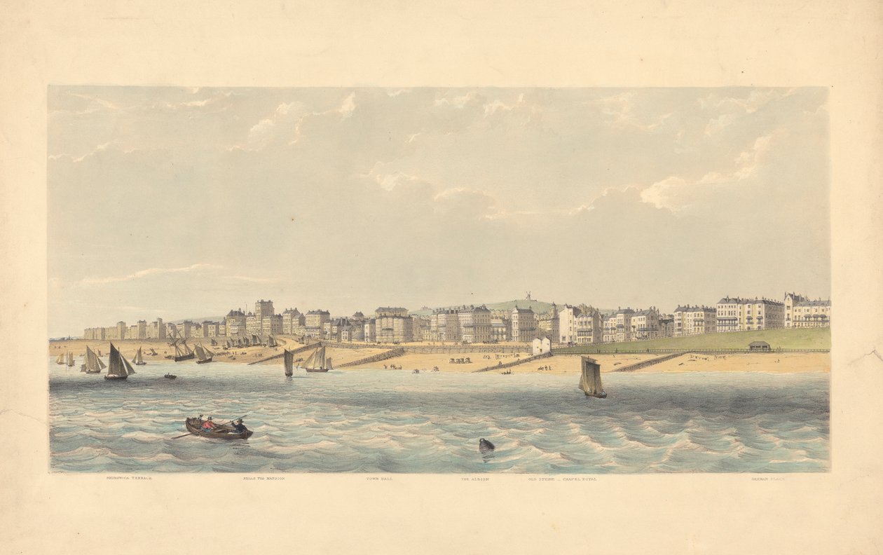 Brunswick Terrace, Bellevue-kúria, Városháza, Albion, Old Steine, Chapel Royal, German Place alkotó: Day and Co.