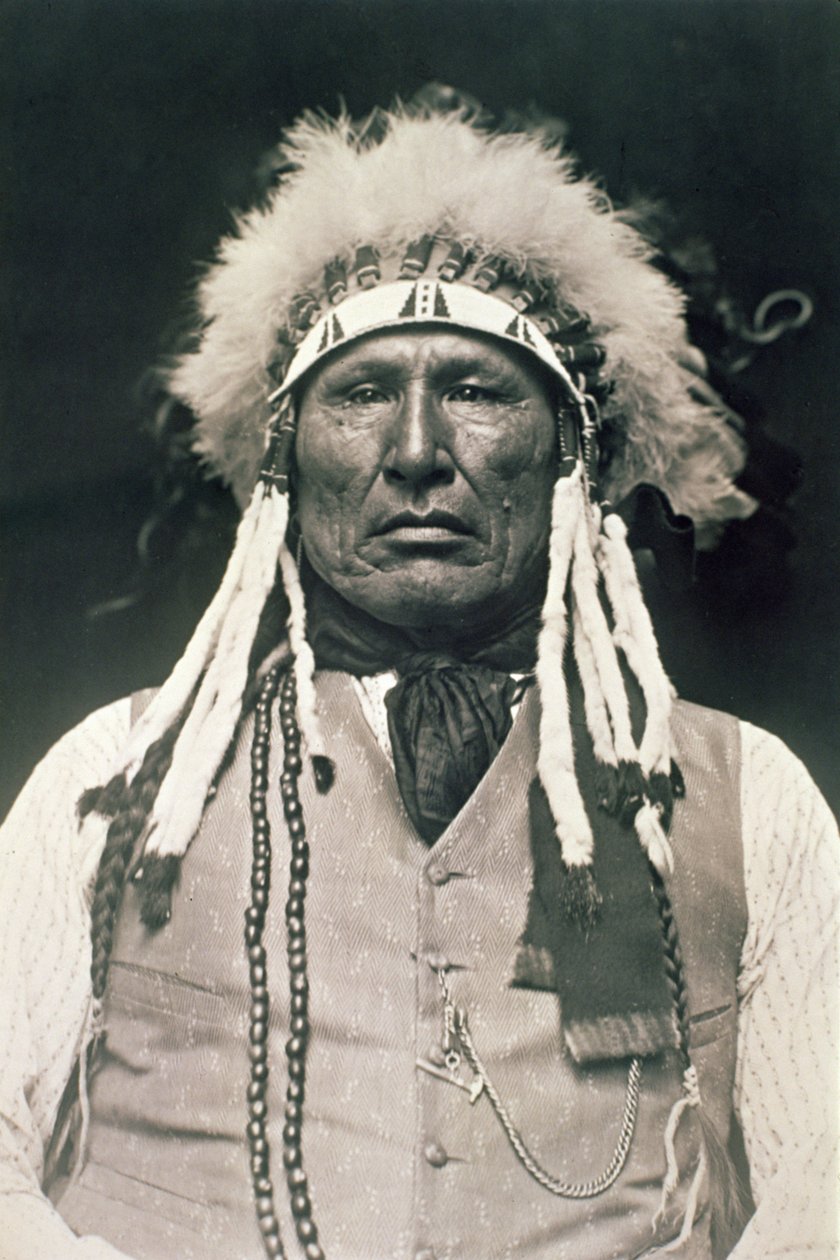 Fa láb, az északi cheyenne harcosa, aki a Little Bighorn-i csatában harcolt 1876-ban alkotó: DeLancey W. Gill
