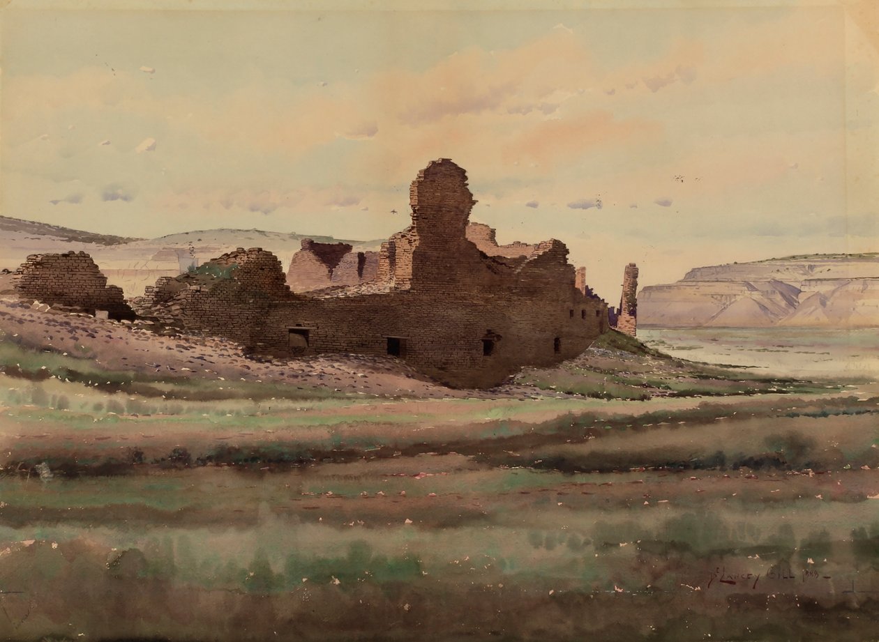 Pueblo Bonito rom, Chaco-kanyon, Új-Mexikó, 1888. alkotó: De Lancey Gill