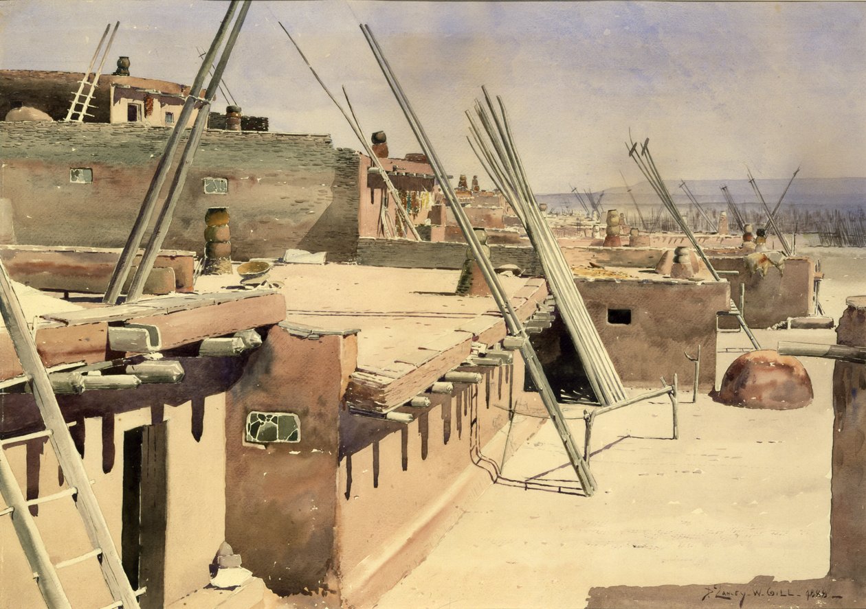 Utca a Pueblo of Zuni-ban, Új-Mexikó, 1888. alkotó: De Lancey Gill