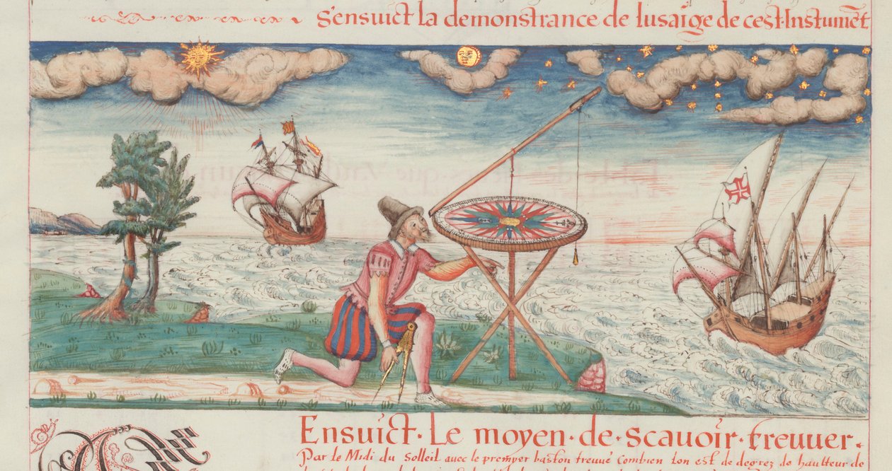 Illusztráció Jacques de Vaulx első műveiből, pilóta a haditengerészetben, 1583. alkotó: De Vaulx