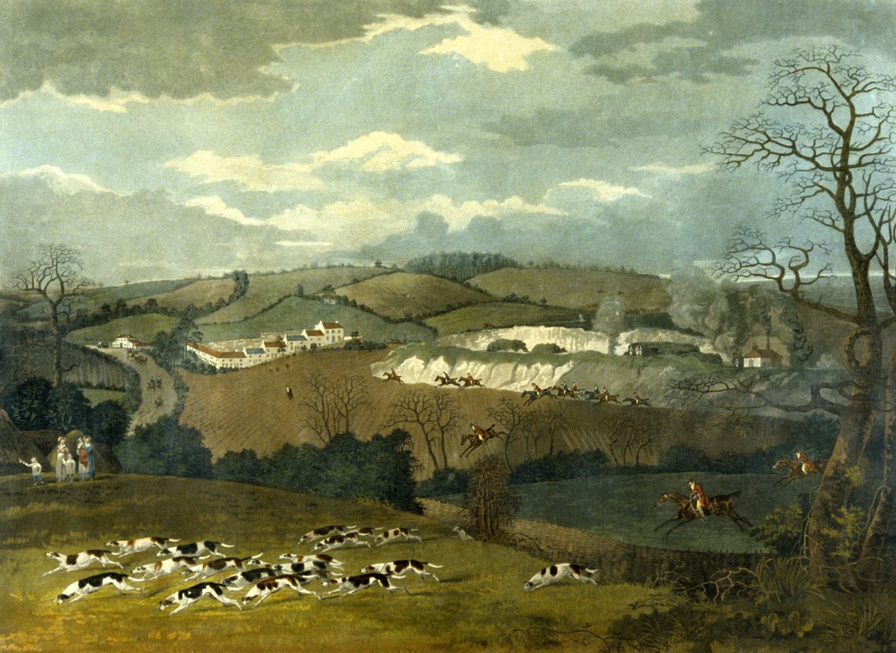 Full Cry, metszett R.G. Reeve, 1830 körül (színes litó) alkotó: Dean Snr. (after) Wolstenholme