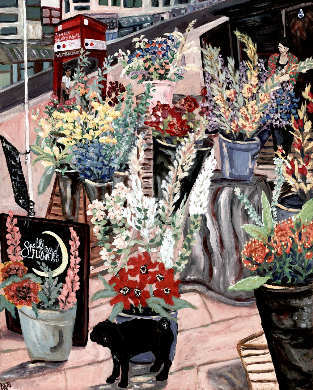 Flower Lady, 2020 (akril /közepes vászon) alkotó: Deborah Eve Alastra