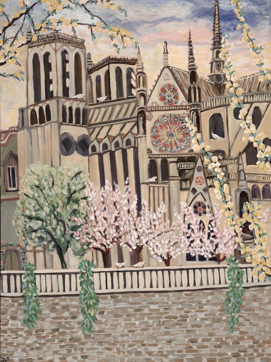 Notre Dame Doves, 2018 (akril, vászon) alkotó: Deborah Eve Alastra