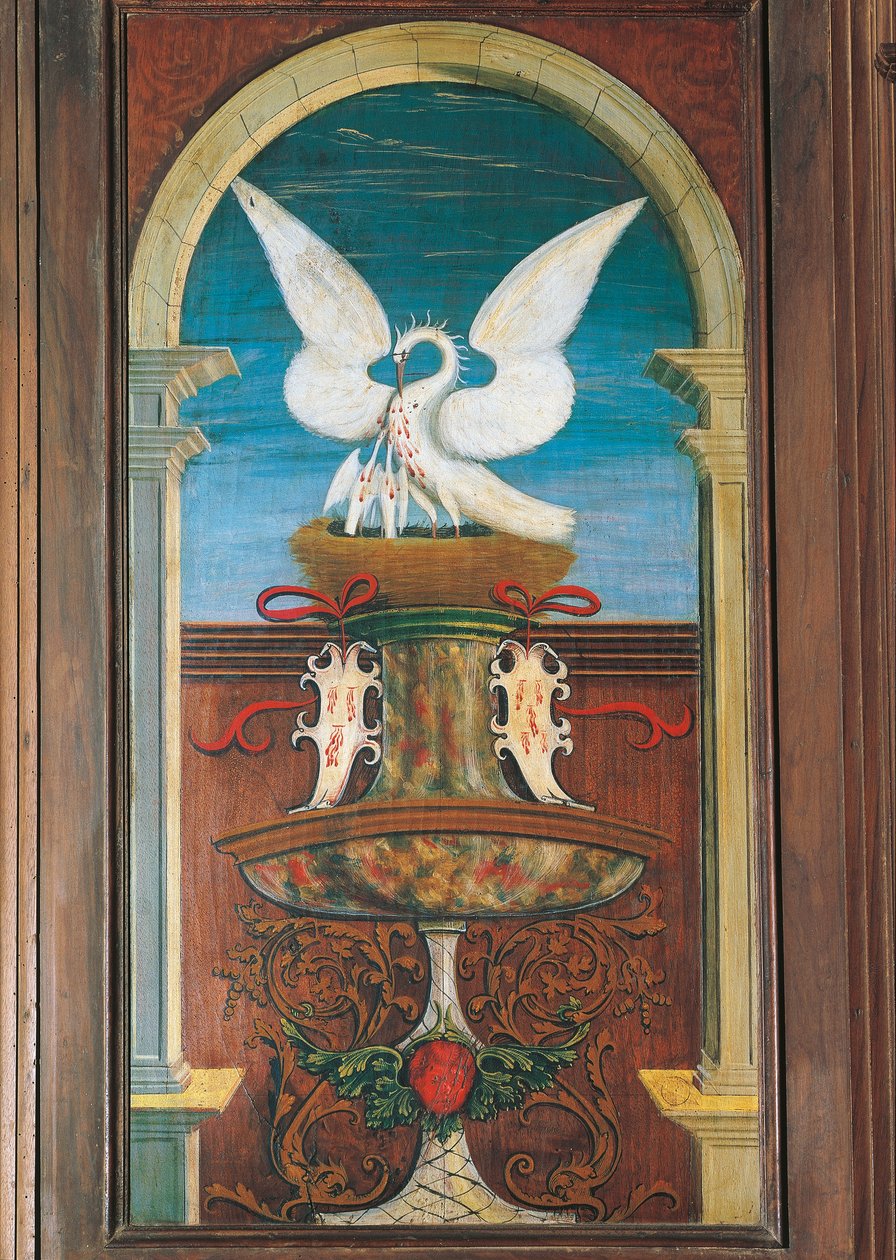 A Defendente Ferrari (1480 vagy 1485-1540) által festett szökőkút a 16. századi kórus hátsó részében, a Biella Szent Jeromos-templomban. Olaszország alkotó: Defendente Ferrari