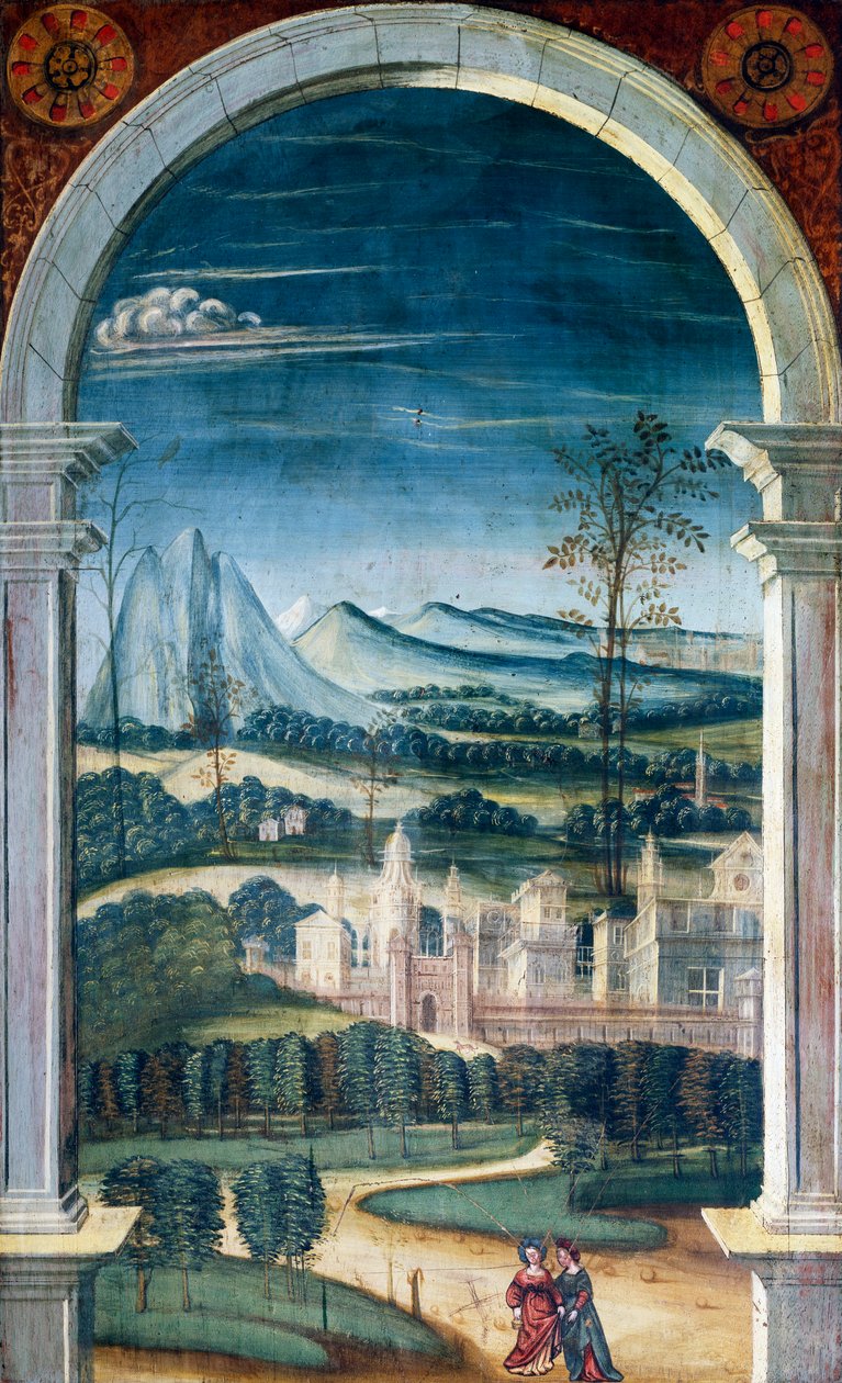 Perspektívát festett Defendente Ferrari (1480 vagy 1485-1540), a 16. századi kórus hátsó részére, Szent Jeromos-templom, Biella, Olaszország alkotó: Defendente Ferrari