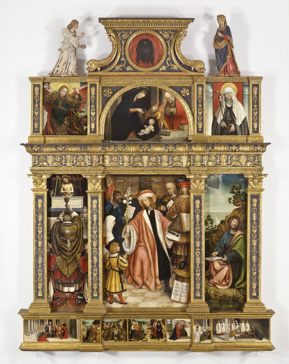 Sant Ivo poliptichonja, 1520 körül (tempera a fedélzeten, antik keret) alkotó: Defendente Ferrari