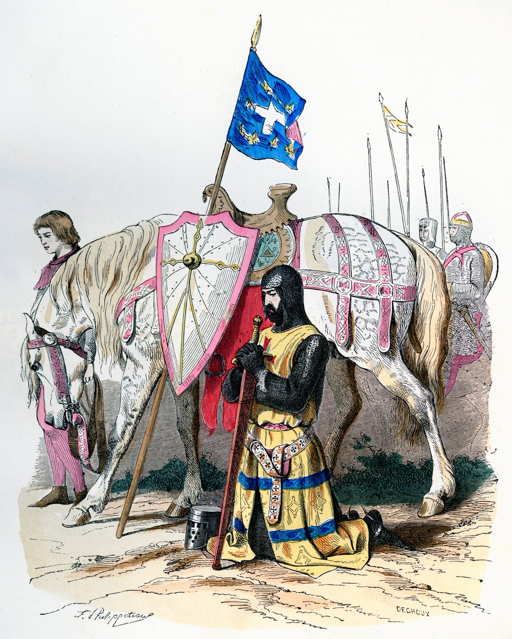 Egy lovag imát mond, mielőtt elindulna a második keresztes hadjáratra, 1146 1882-1884. alkotó: Deghouy