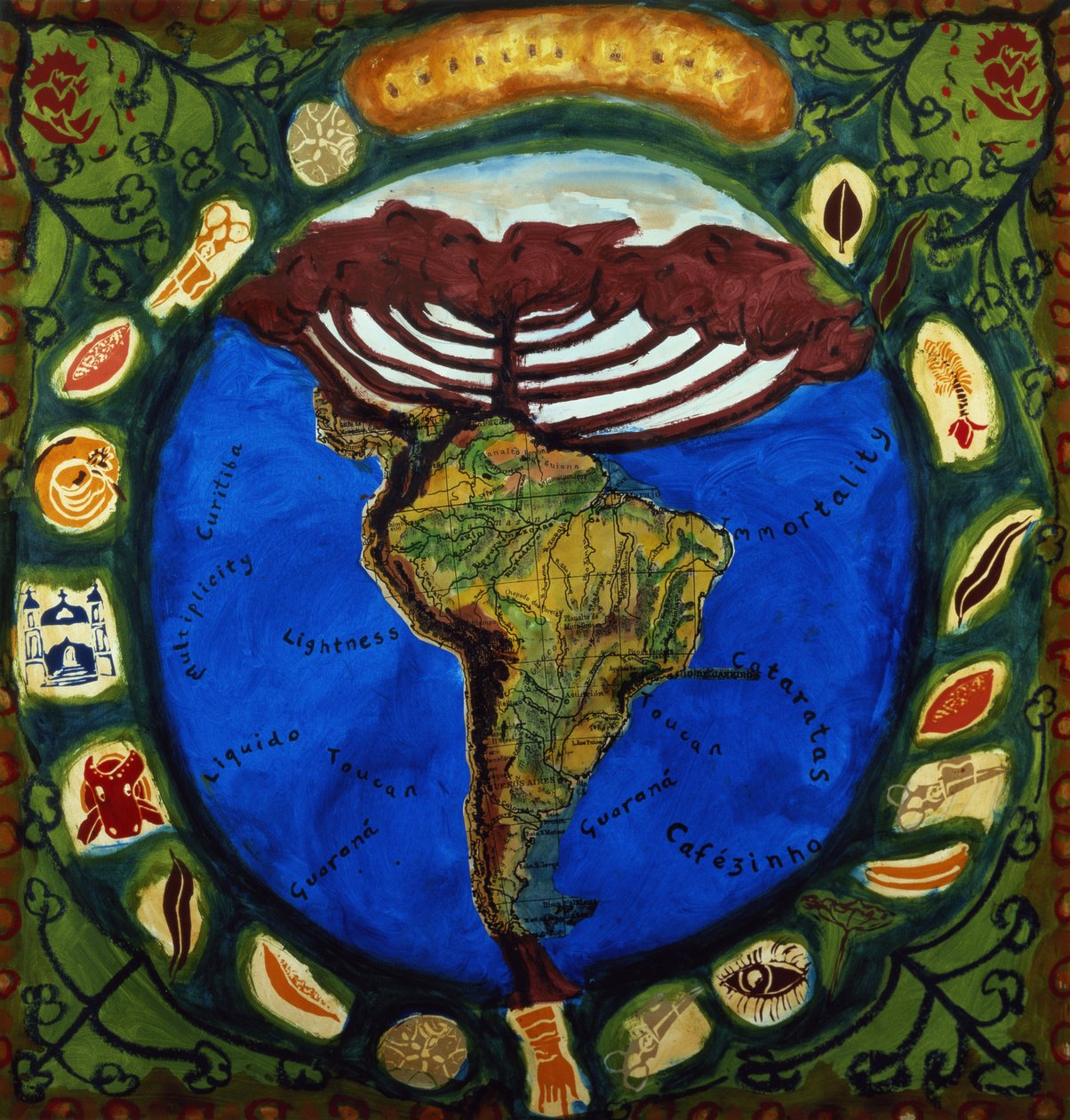 Parana, Brazília I, 1995 (szitanyomat és kollázs) alkotó: Deirdre Kelly