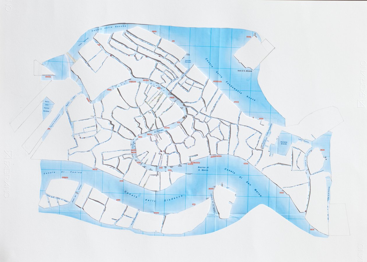 Velence Liquid Streets, 2008 (papírra vágott kollázs) alkotó: Deirdre Kelly
