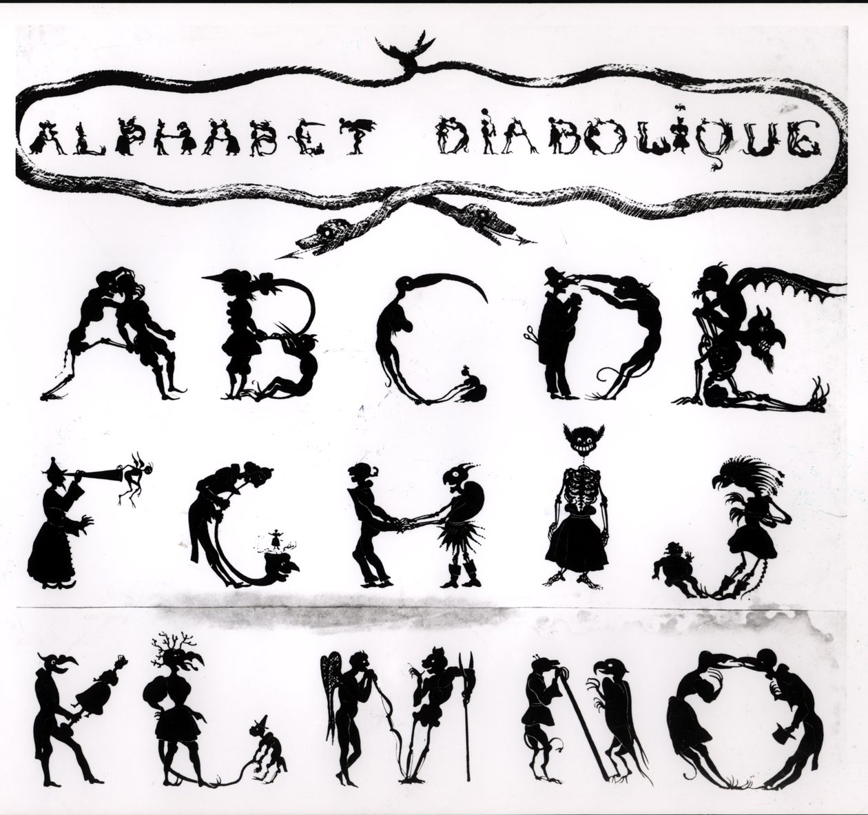 Ördögi ábécé, vésette Delannois, 1825 (részletek, lásd még: 184307, 184309-184312) alkotó: Delaporte