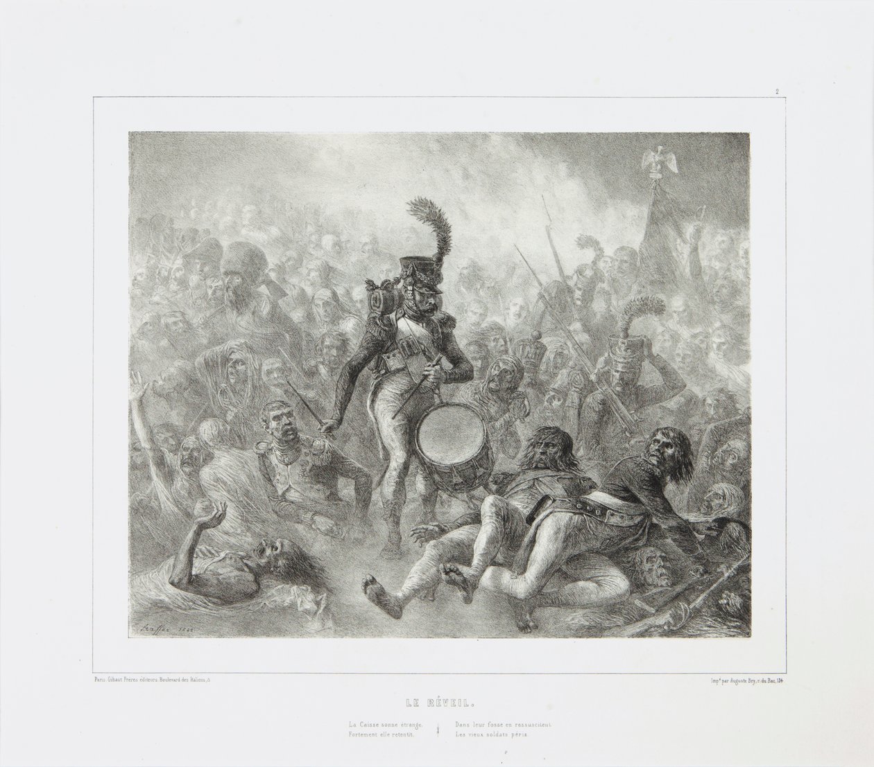 A dob, ébreszti a halott katonákat, 1842 alkotó: Denis Auguste Marie Raffet