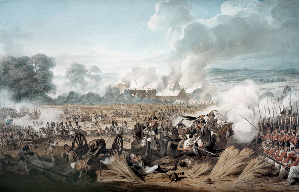 A francia lovasság támadása a brit tereken a waterlooi csatában, 1815 alkotó: Denis Dighton