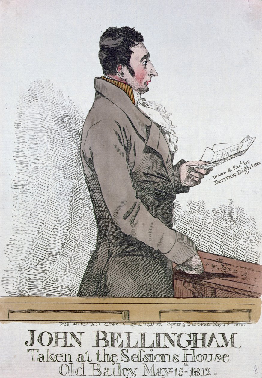 John Bellingham (1770-1812) portréja 1812 (színes rézkarc) alkotó: Denis Dighton