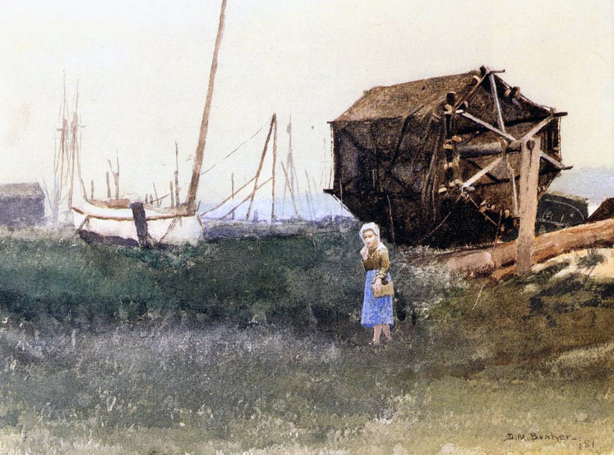 Halászháló szárítás, 1881 alkotó: Denis Miller Bunker