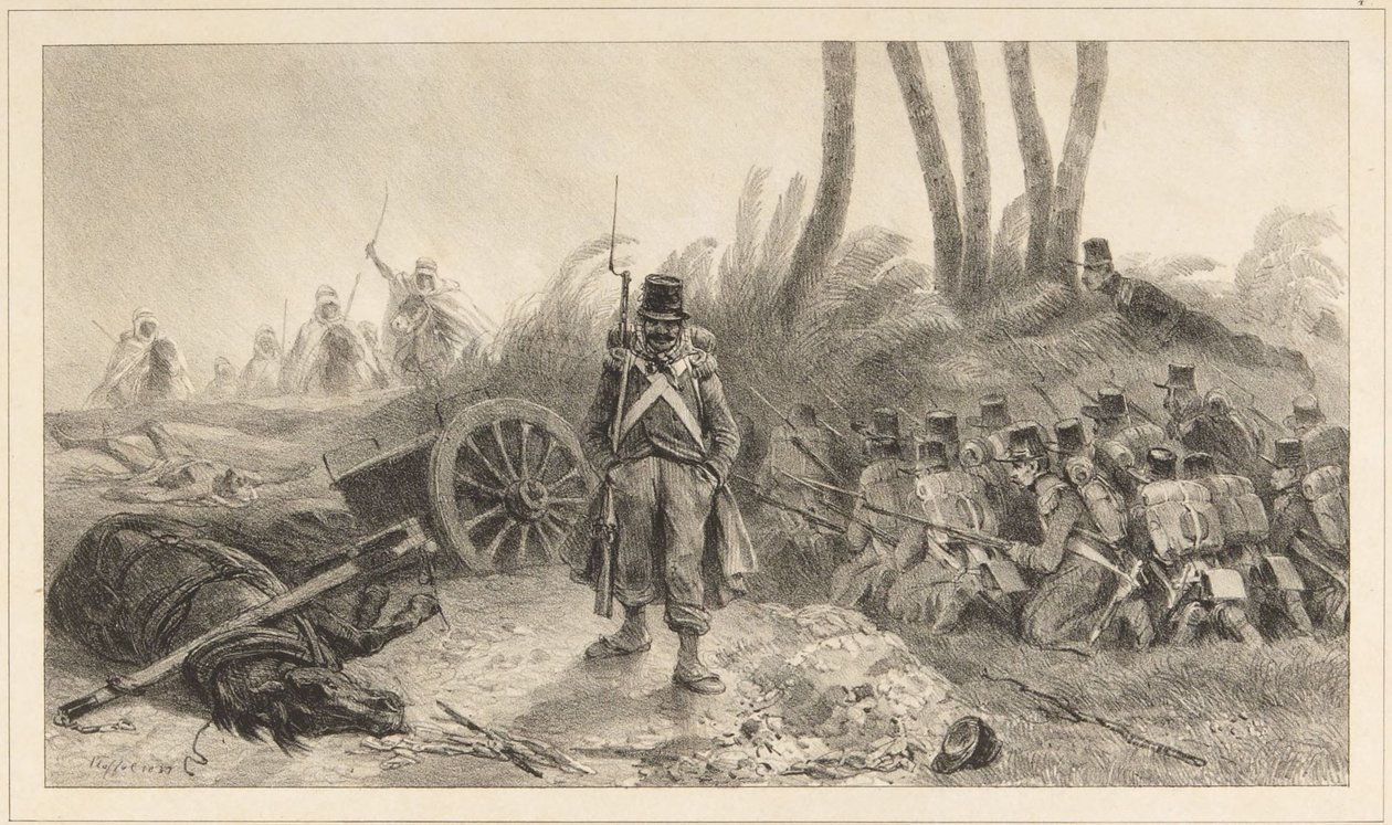 A lesbenállás (Konstantin visszavonulása) alkotó: Denis-Auguste-Marie Raffet