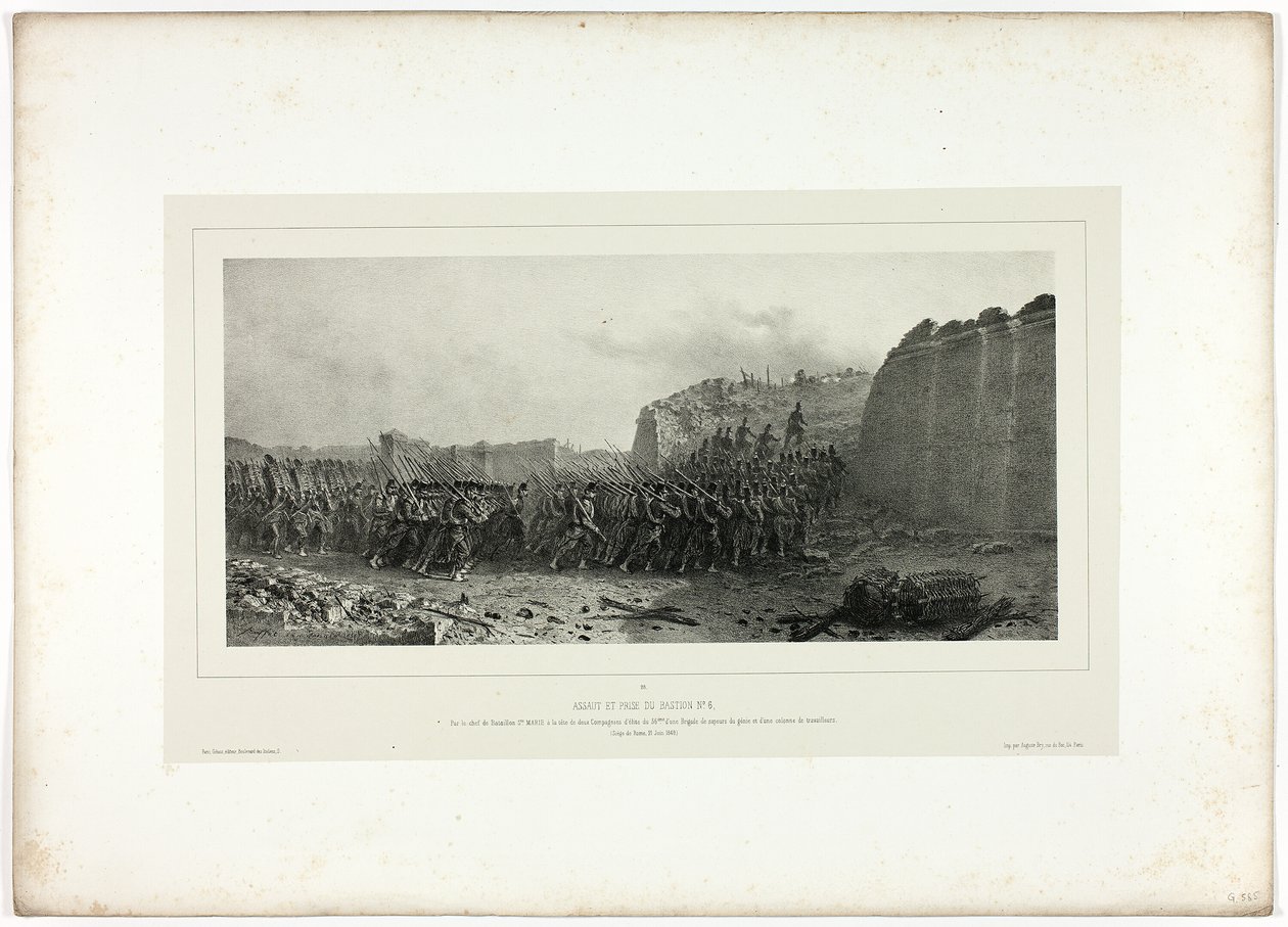 számú bástya megtámadása és elfoglalása. 6, a Memories of Italy: Rome Expedition c alkotó: Denis Auguste Marie Raffet