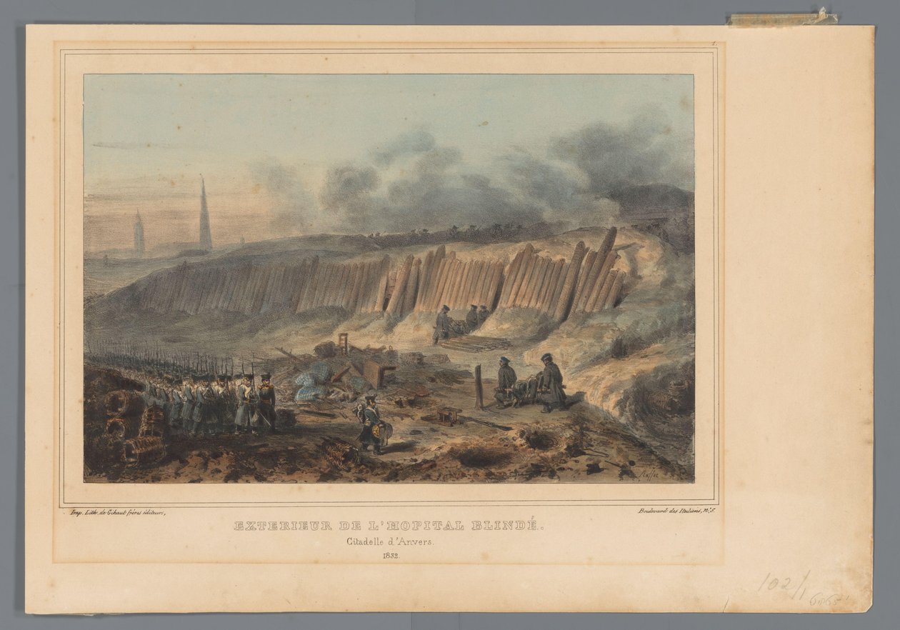 Az antwerpeni fellegvár beásott tábori kórházának külseje, 1832 Exterior de l