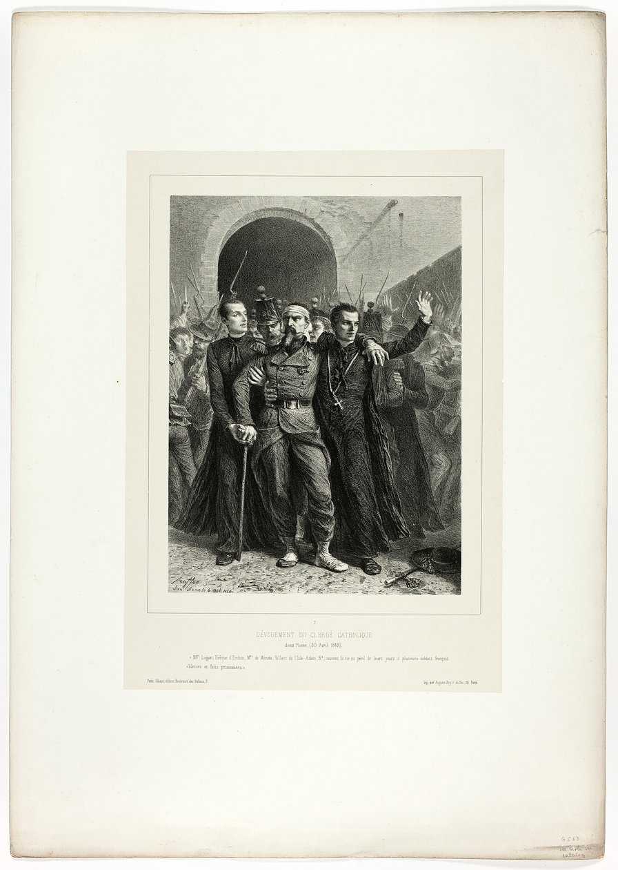 A katolikus papság áhítata Rómában, 1849. április 30., a Souvenirs d’Italie: Expédition de Rome c. alkotó: Denis Auguste Marie Raffet