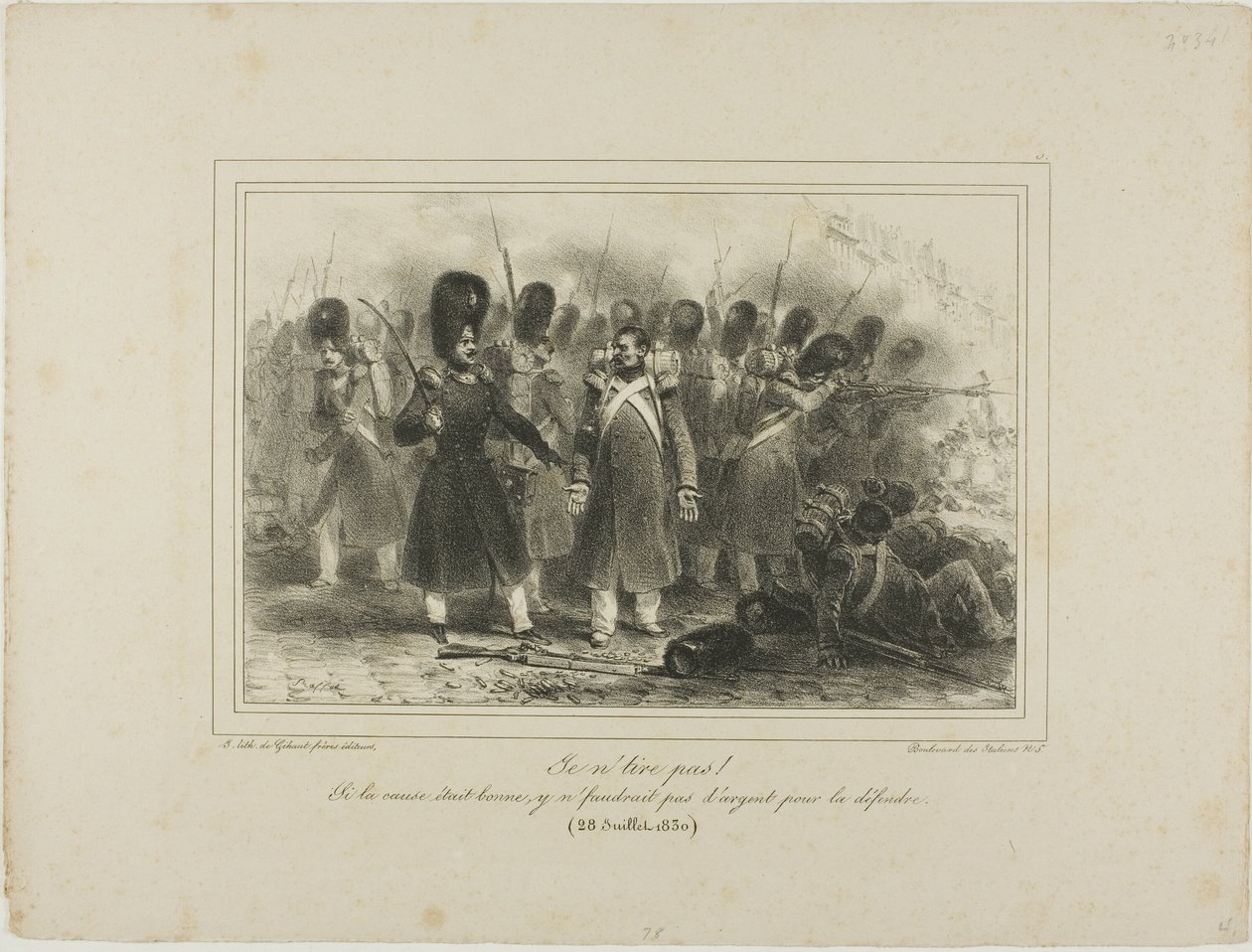 Nem lövök! Ha az ügy jó lenne, nem lenne pénz a védelmére. 1830. július 28. alkotó: Denis Auguste Marie Raffet