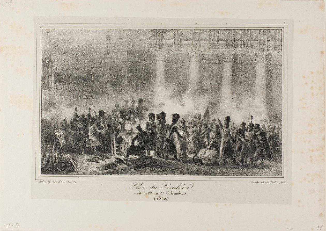 Place du Pantheon, 1830. december 22-ről 23-ra virradó éjszaka alkotó: Denis Auguste Marie Raffet
