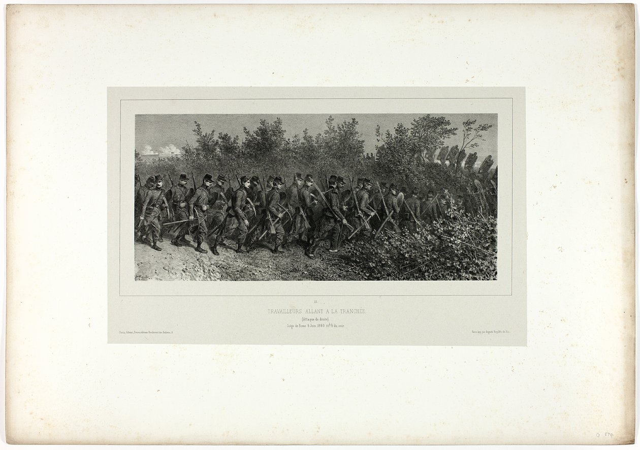 Sappers a lövészárkokhoz, a Souvenirs of Italy: Rome Expedition-ból alkotó: Denis Auguste Marie Raffet