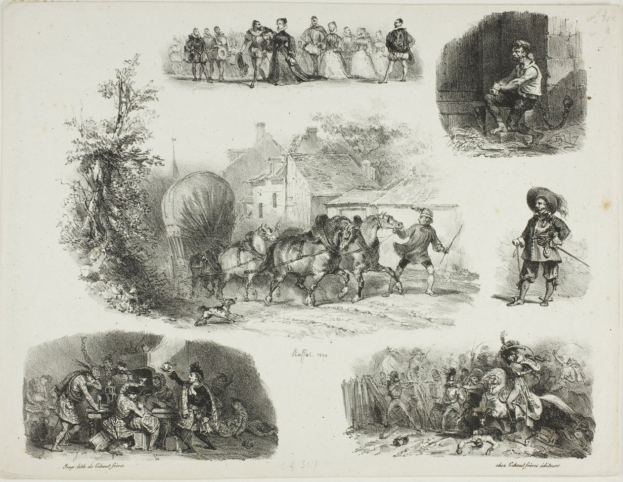 Vázlatok lapja alkotó: Denis Auguste Marie Raffet