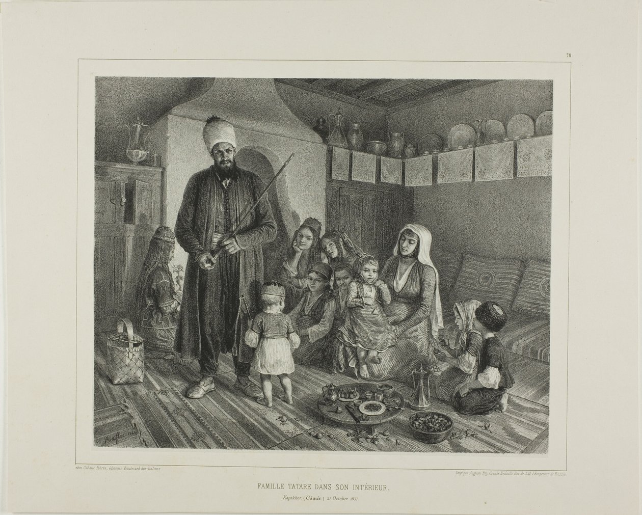 Tatár család otthonában, Kapskhor, Krím, 1837. október 21 alkotó: Denis Auguste Marie Raffet