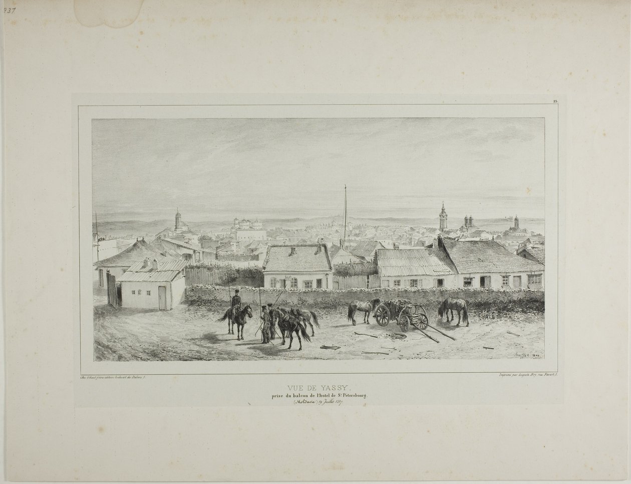 Jassy látképe a Szentpétervár Szálló erkélyéről, Moldva, 1837. július 19. alkotó: Denis Auguste Marie Raffet