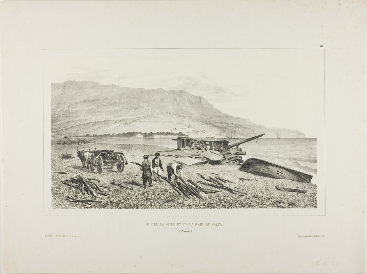 A krími Jalta falujának és öblének látképe, 1837. augusztus 15. alkotó: Denis Auguste Marie Raffet