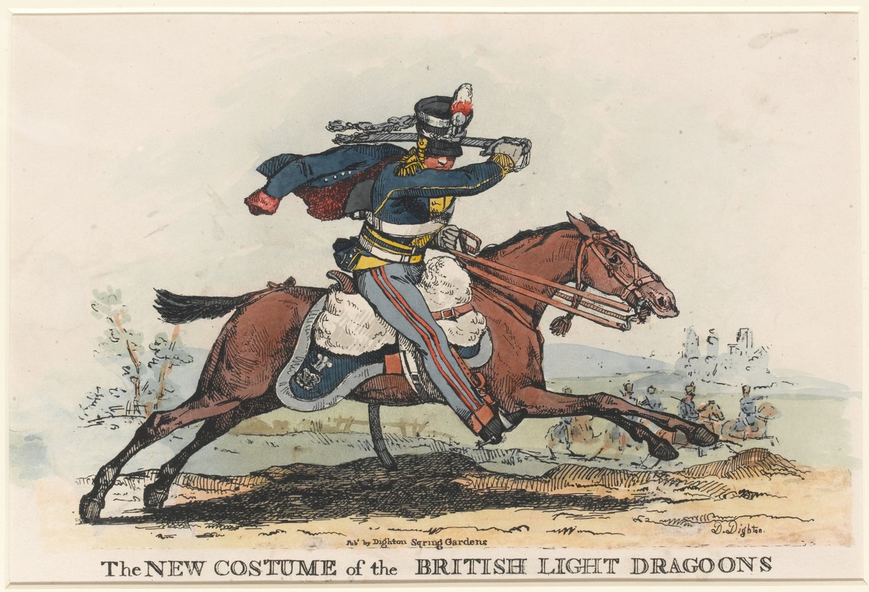 „A brit könnyű dragonyosok új jelmeze” (rézkarc) alkotó: Denis Dighton