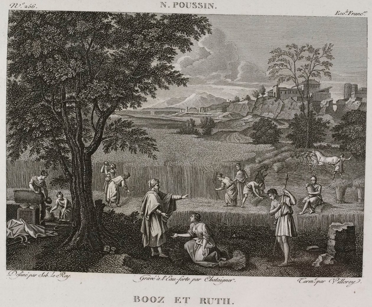 Denis-Sébastien Leroy, Antoine-Claude-François Villerey és Chataigner - Booz és Ruth, Nicolas Poussin nyomán - 1802-1815 alkotó: Denis Sebastien Leroy