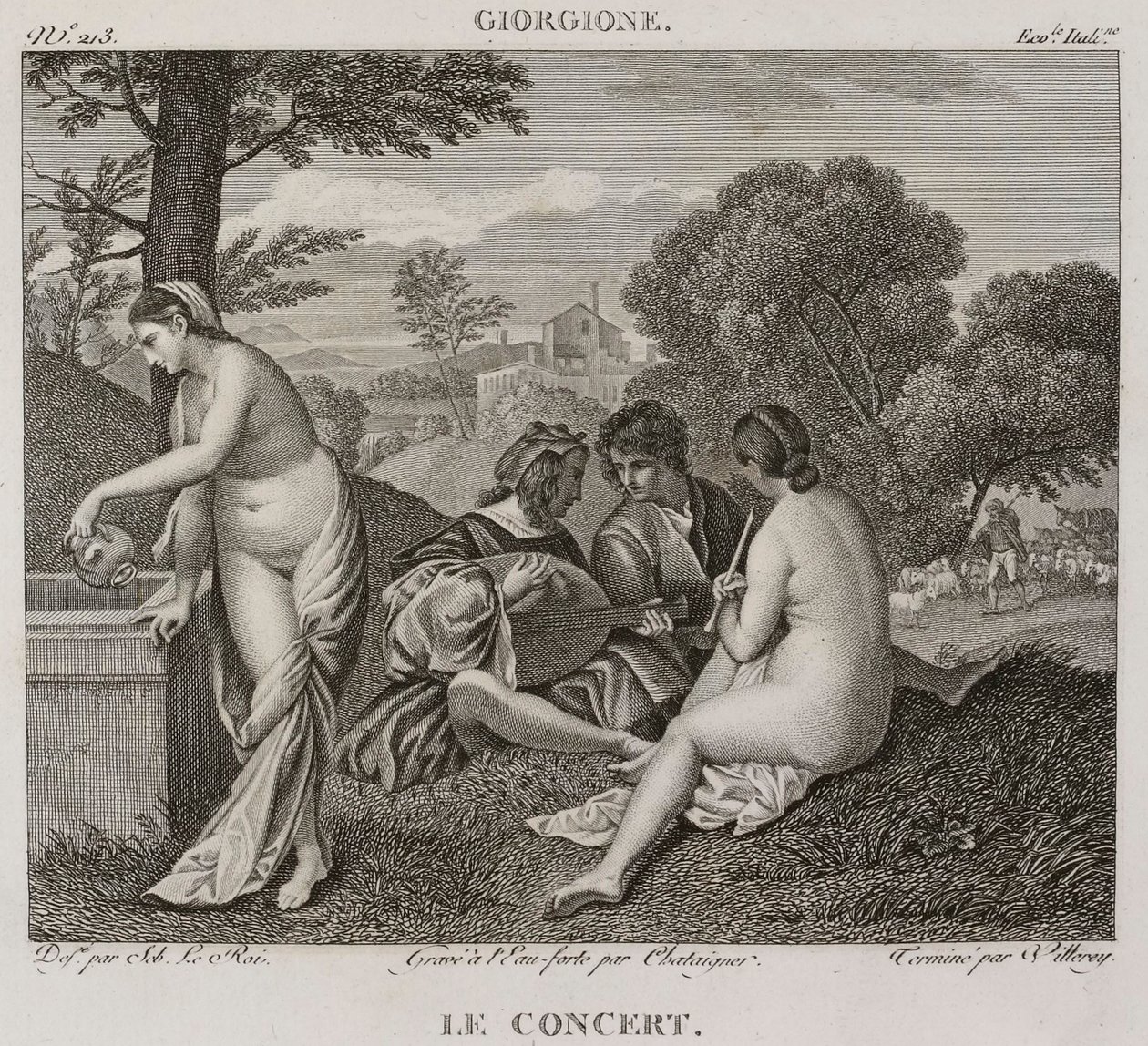 Denis-Sébastien Leroy, Antoine-Claude-François Villerey és Chataigner - A koncert, Giorgione után - 1802-1815 alkotó: Denis Sebastien Leroy