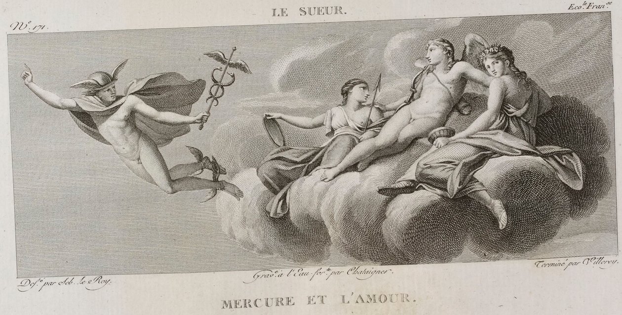 Denis-Sébastien Leroy, Antoine-Claude-François Villerey és Chataigner - Merkúr és szerelem, Eustache Le Sueur után - 1802-1815 alkotó: Denis Sebastien Leroy