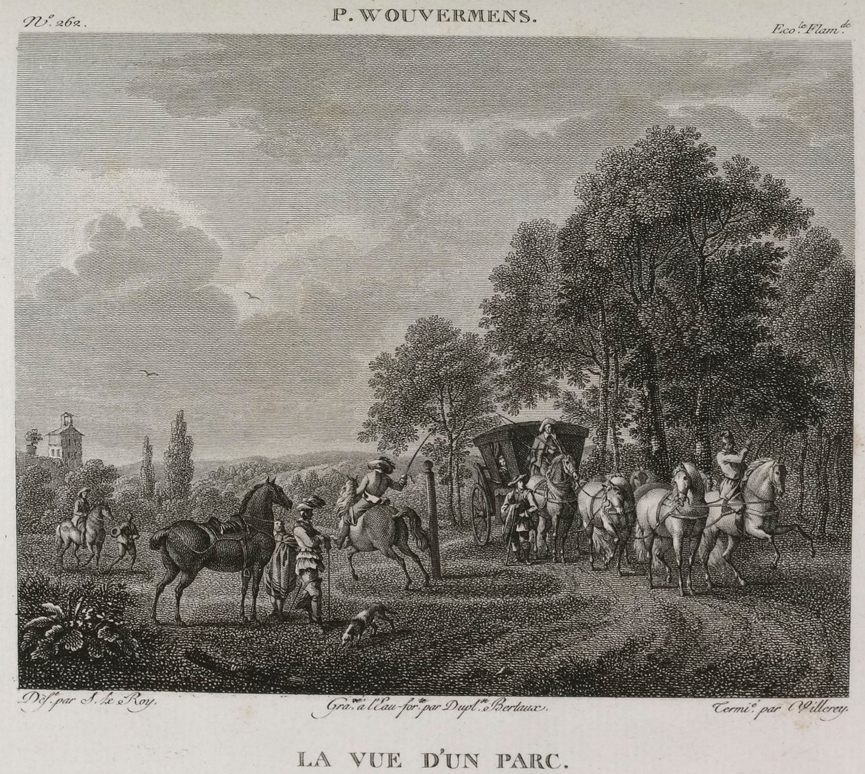 Denis-Sébastien Leroy, Antoine-Claude-François Villerey és Jean Duplessis-Bertaux - Egy park látképe, Wouwerman után - 1802-1815 alkotó: Denis Sebastien Leroy