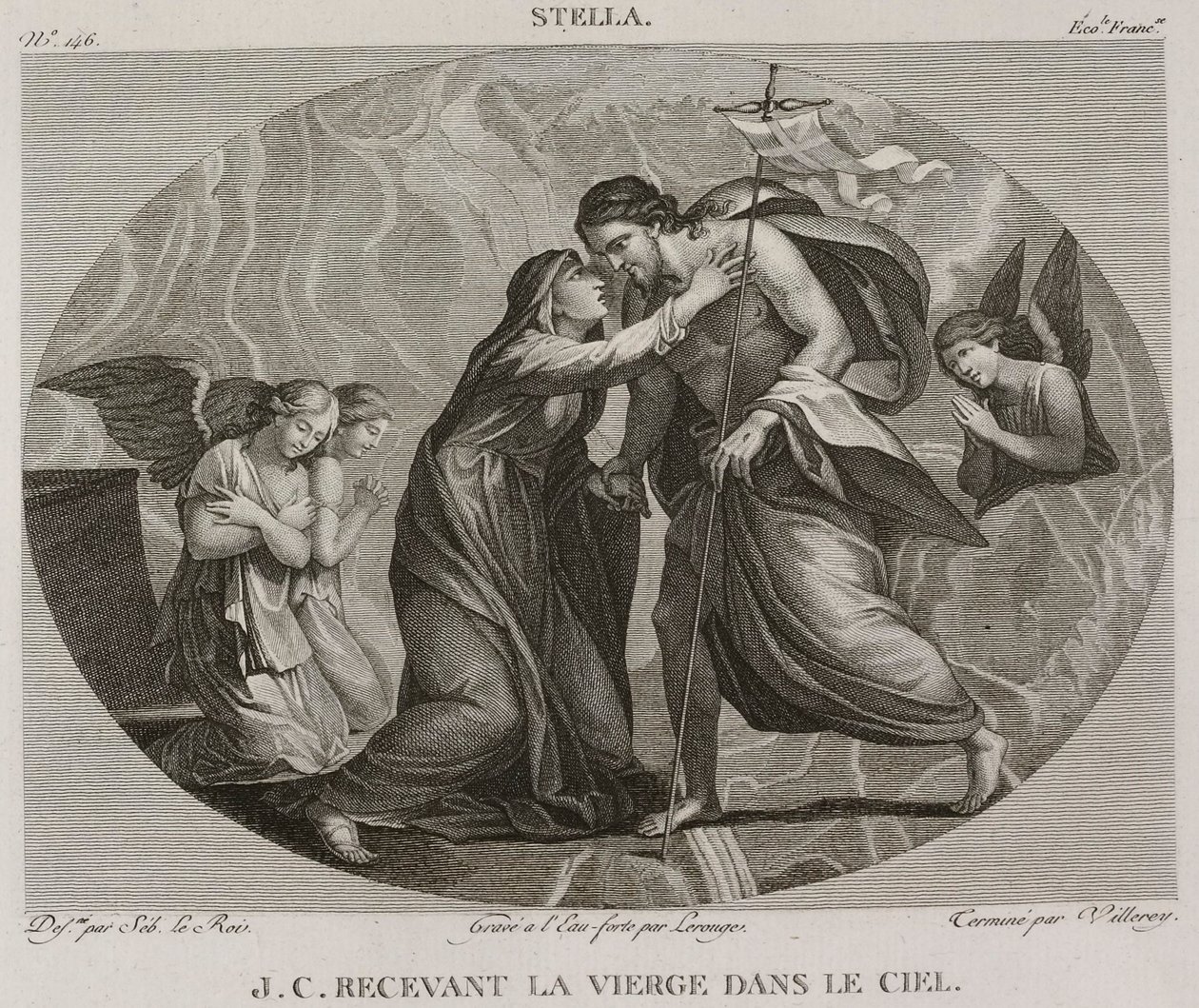 Denis-Sébastien Leroy, Antoine-Claude-François Villerey et Lerouge - Jézus Krisztus fogadja Szűz Máriát a mennyben, Jacques Stella után - 1802-1815 alkotó: Denis Sebastien Leroy